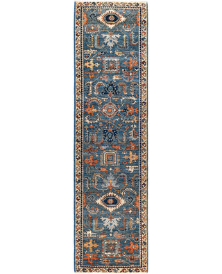 Serapi One of a kind Wool Light Blue Area Rug 2' 6" x 9' 7"