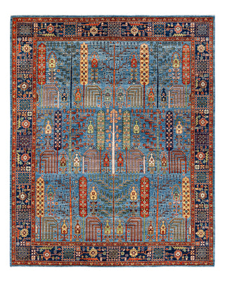 Traditional Serapi Light Blue Area Rug 8' 0" x 9' 9"