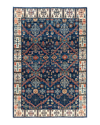 Traditional Serapi Wool Hand Knotted Blue Area Rug 4' 1" x 5' 11"