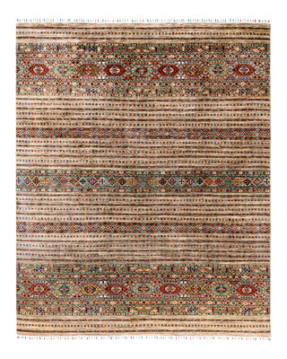 Bohemian Tribal Wool Hand Knotted Brown Area Rug 8' 2" x 9' 10"