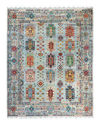 Bohemian Tribal Wool Hand Knotted Light Blue Area Rug 8' 3" x 10' 4"