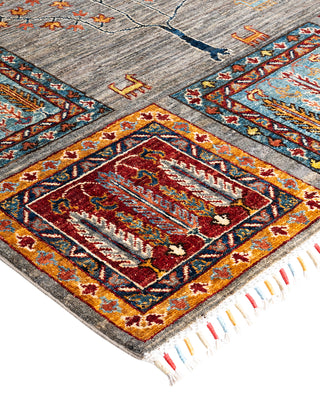 Bohemian Tribal Wool Hand Knotted Brown Area Rug 8' 2" x 9' 9"