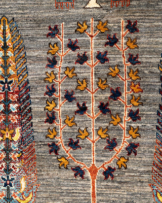Bohemian Tribal Wool Hand Knotted Brown Area Rug 8' 2" x 9' 9"