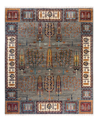 Bohemian Tribal Wool Hand Knotted Brown Area Rug 8' 2" x 9' 9"