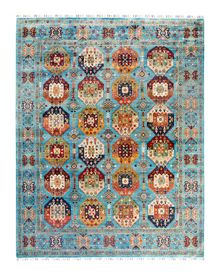 Bohemian Tribal Wool Hand Knotted Light Blue Area Rug 8' 2" x 10' 4"