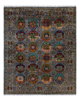 Bohemian Tribal Wool Hand Knotted Gray Area Rug 8' 0" x 9' 10"
