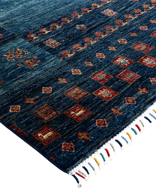 Bohemian Tribal Wool Hand Knotted Blue Area Rug 9' 2" x 11' 8"