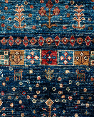 Bohemian Tribal Wool Hand Knotted Blue Area Rug 9' 2" x 11' 8"