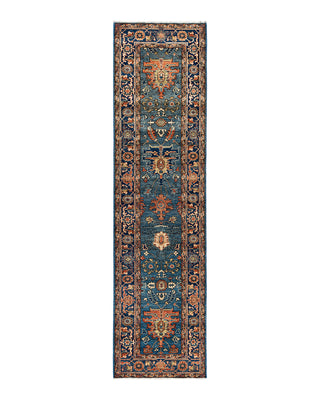 Traditional Serapi Wool Hand Knotted Light Blue Area Rug 2' 6" x 9' 8"
