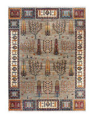 Bohemian Tribal Wool Hand Knotted Brown Area Rug 9' 0" x 11' 9"