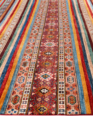 Bohemian Tribal Wool Hand Knotted Red Area Rug 8' 11" x 12' 2"