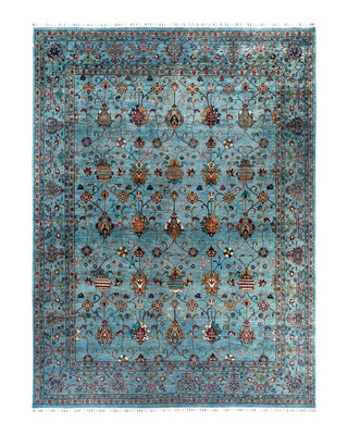 Bohemian Tribal Wool Hand Knotted Light Blue Area Rug 9' 0" x 11' 10"