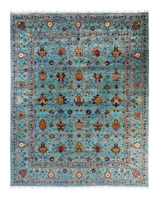 Bohemian Tribal Wool Hand Knotted Light Blue Area Rug 9' 2" x 11' 4"