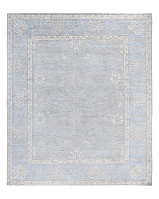 Traditional Oushak Wool Hand Knotted Light Gray Area Rug 8' 2" x 9' 8"