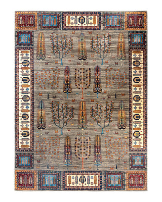 Bohemian Tribal Wool Hand Knotted Brown Area Rug 9' 2" x 12' 3"
