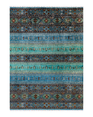 Bohemian Tribal Wool Hand Knotted Light Blue Area Rug 9' 1" x 12' 7"
