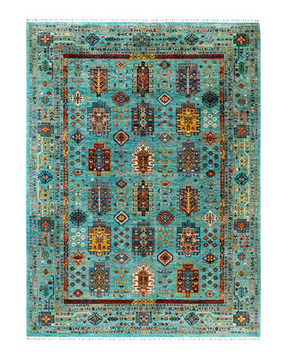 Bohemian Tribal Wool Hand Knotted Green Area Rug 9' 2" x 12' 3"