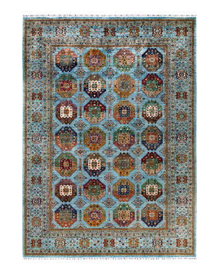 Bohemian Tribal Wool Hand Knotted Light Blue Area Rug 8' 9" x 12' 0"