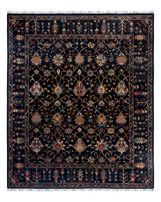 Bohemian Tribal Wool Hand Knotted Black Area Rug 8' 1" x 9' 5"