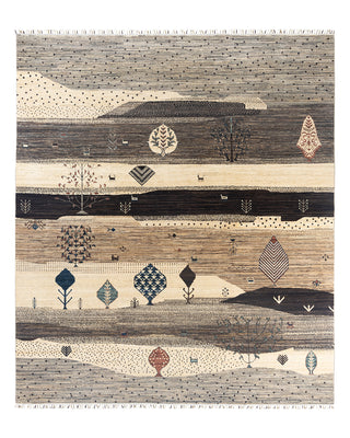 Bohemian Tribal Wool Hand Knotted Ivory Area Rug 8' 2" x 9' 6"