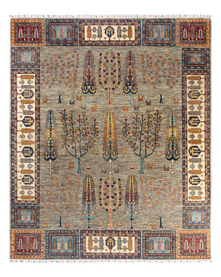 Bohemian Tribal Wool Hand Knotted Gray Area Rug 8' 4" x 9' 8"