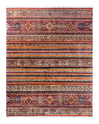 Bohemian Tribal Wool Hand Knotted Red Area Rug 8' 1" x 10' 0"