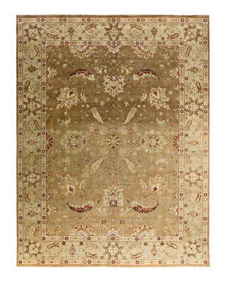 Traditional Oushak Hand Knotted Floral Wool Brown Area Rug 9' 2" x 12' 2"