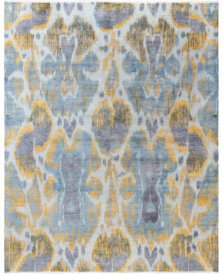 Traditional Floral Wool, Silk Hand Knotted Blue Area Rug 8' 1" x 10' 1"