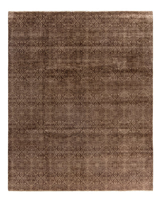 Bohemian Gabbeh Hand Knotted Floral Wool Brown Area Rug 8' 2" x 10' 4"