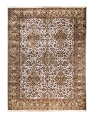 Traditional Kashan Hand Knotted Floral Wool Ivory Area Rug 9' 3" x 12' 1"