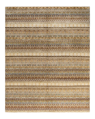 Bohemian Gabbeh Hand Knotted Geometric Wool Ivory Area Rug 8' 1" x 10' 1"