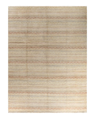 Bohemian Gabbeh Hand Knotted Geometric Wool Beige Area Rug 9' 3" x 12' 3"