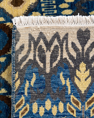 Traditional Ikat Hand Knotted Floral Wool Blue Area Rug 8' 0" x 10' 0"