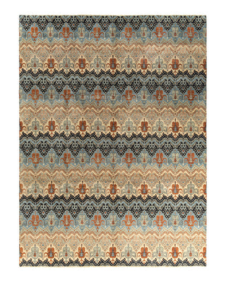 Traditional Ikat Hand Knotted Floral Wool Gray Area Rug 9' 1" x 12' 3"