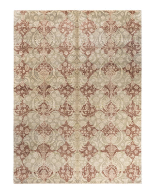 Traditional Ikat Hand Knotted Floral Wool Brown Area Rug 9' 2" x 12' 4"