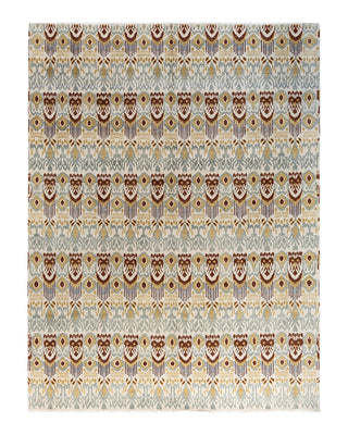 Traditional Ikat Hand Knotted Floral Wool Beige Area Rug 8' 0" x 10' 4"