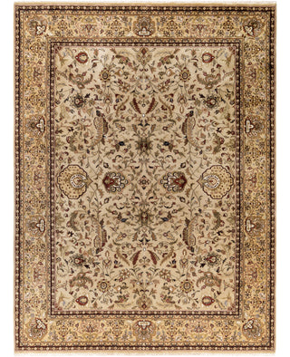 Traditional Abstarct Wool Hand Knotted Brown Area Rug 9' 1" x 11' 10"
