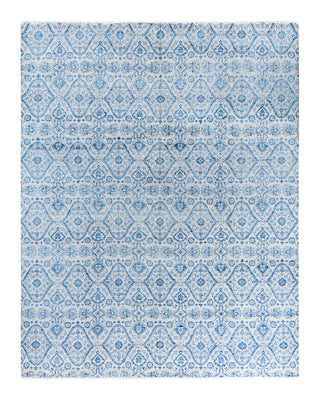 Traditional Ikat Hand Knotted Floral Silk & Wool Blend Gray Area Rug 8' 1" x 10' 2"