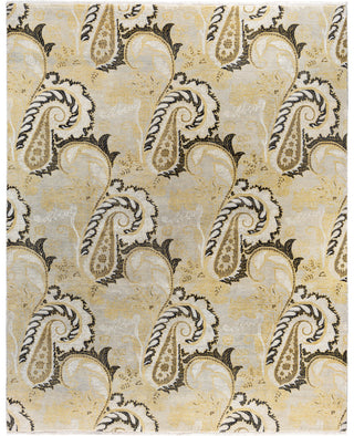 Traditional Paisley Wool, Silk Hand Knotted Beige Area Rug 8' 1" x 9' 10"