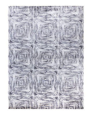 Contemporary Modern Hand Knotted Geometric Silk Beige Area Rug 9' 0" x 12' 2"