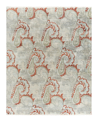 Traditional Ikat Hand Knotted Abstract Silk & Wool Blend Gray Area Rug 8' 1" x 10' 0"