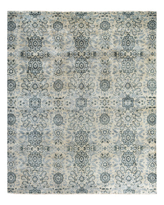 Traditional Ikat Hand Knotted Floral Wool Gray Area Rug 8' 3" x 10' 0"