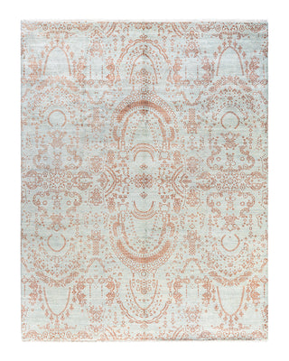 Traditional Ikat Hand Knotted Abstract Silk & Wool Blend Gray Area Rug 8' 0" x 10' 4"
