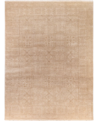 Contemporary Geometric Wool Hand Knotted Ivory Area Rug 9' 1" x 12' 1"