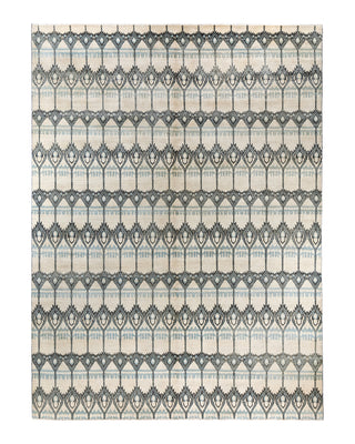 Traditional Ikat Hand Knotted Floral Wool Beige Area Rug 9' 1" x 12' 4"