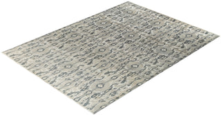 Traditional Ikat Hand Knotted Floral Silk & Wool Blend Gray Area Rug 8' 10" x 11' 10"