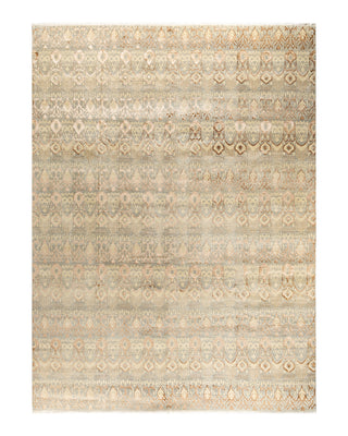 Traditional Ikat Hand Knotted Geometric Silk & Wool Blend Gray Area Rug 9' 1" x 12' 3"