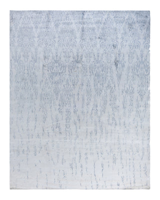 Contemporary Modern Hand Knotted Abstract Silk Ivory Area Rug 7' 10" x 9' 9"