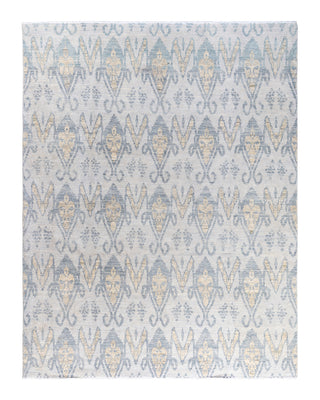 Contemporary Modern Hand Knotted Floral Wool Beige Area Rug 8' 1" x 10' 3"