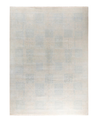 Traditional Ikat Hand Knotted Geometric Wool Ivory Area Rug 9' 1" x 12' 4"